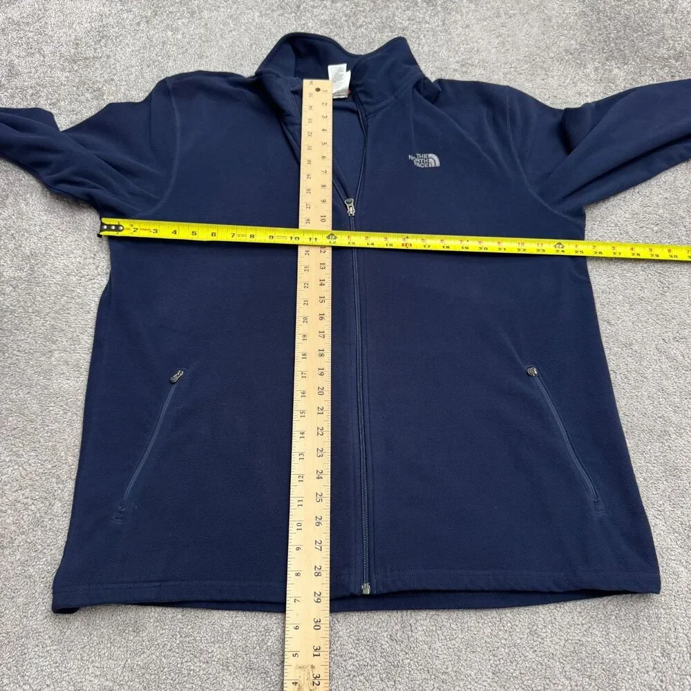 The North Face TKA 100 Full Zip Fleece Jacket Men XXL Navy Blue Warm Outdoor